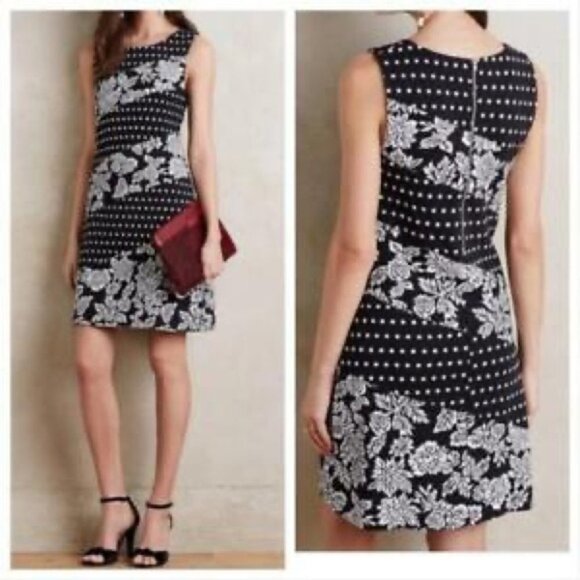 Maeve Anthropologie  floral dot diagonal dress - Picture 1 of 12